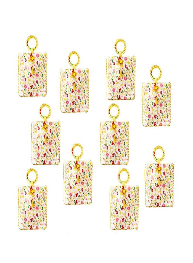 SAI PRASEEDA أكياس هدايا بوتلي تقليدية من ساي براسيدا، مزودة بسحاب ومقبض سوار - عبوة من 10 أكياس - تصميم زهري | أكياس هدايا للمناسبات المختلفة مثل حفلات الزفاف، والطقوس الدينية، وحفلات استقبال المولود، وحفلات الانتقال إلى منزل جديد، والمهرجانات، والفعاليات - Image 1